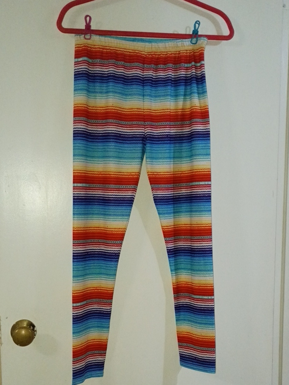 Crazy Train Vibrant Multi-Color Striped Leggings - Size L/XL